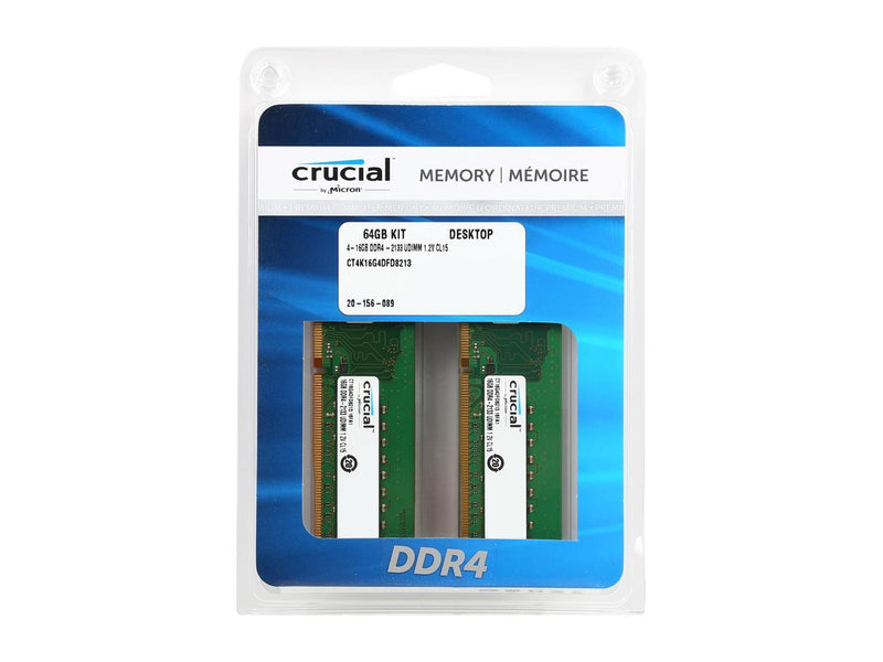 Crucial 64GB (4 x 16GB) 288-Pin DDR4 SDRAM DDR4 2133 (PC4 17000) Desktop Memory Model CT4K16G4DFD8213