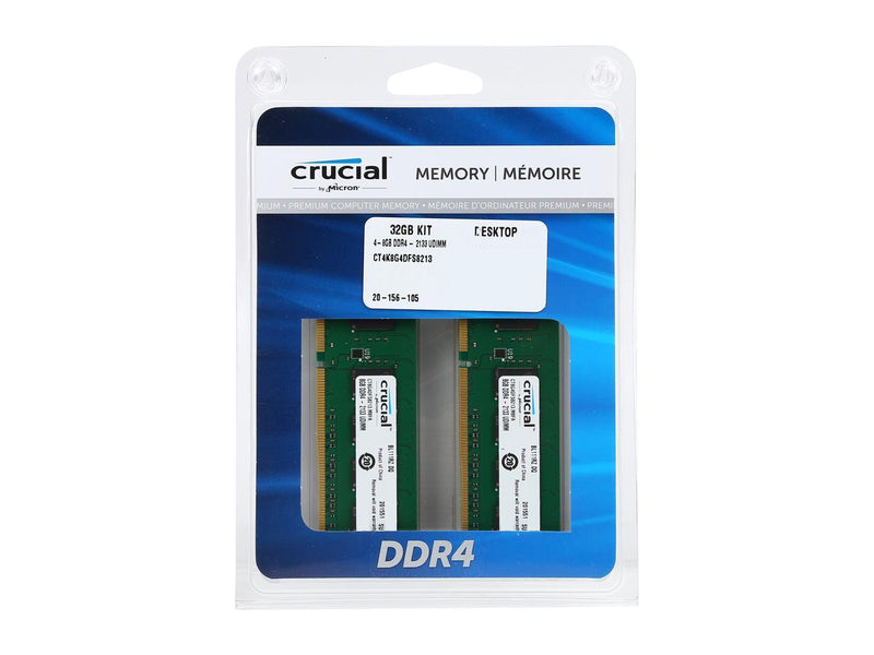 Crucial 32GB (4 x 8GB) 288-Pin DDR4 SDRAM DDR4 2133 (PC4 17000) Desktop Memory Model CT4K8G4DFS8213