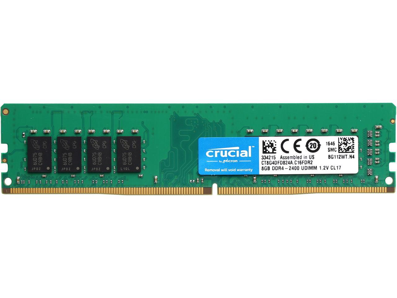 Crucial 8GB 288-Pin DDR4 SDRAM DDR4 2400 (PC4 19200) Desktop Memory Model CT8G4DFD824A