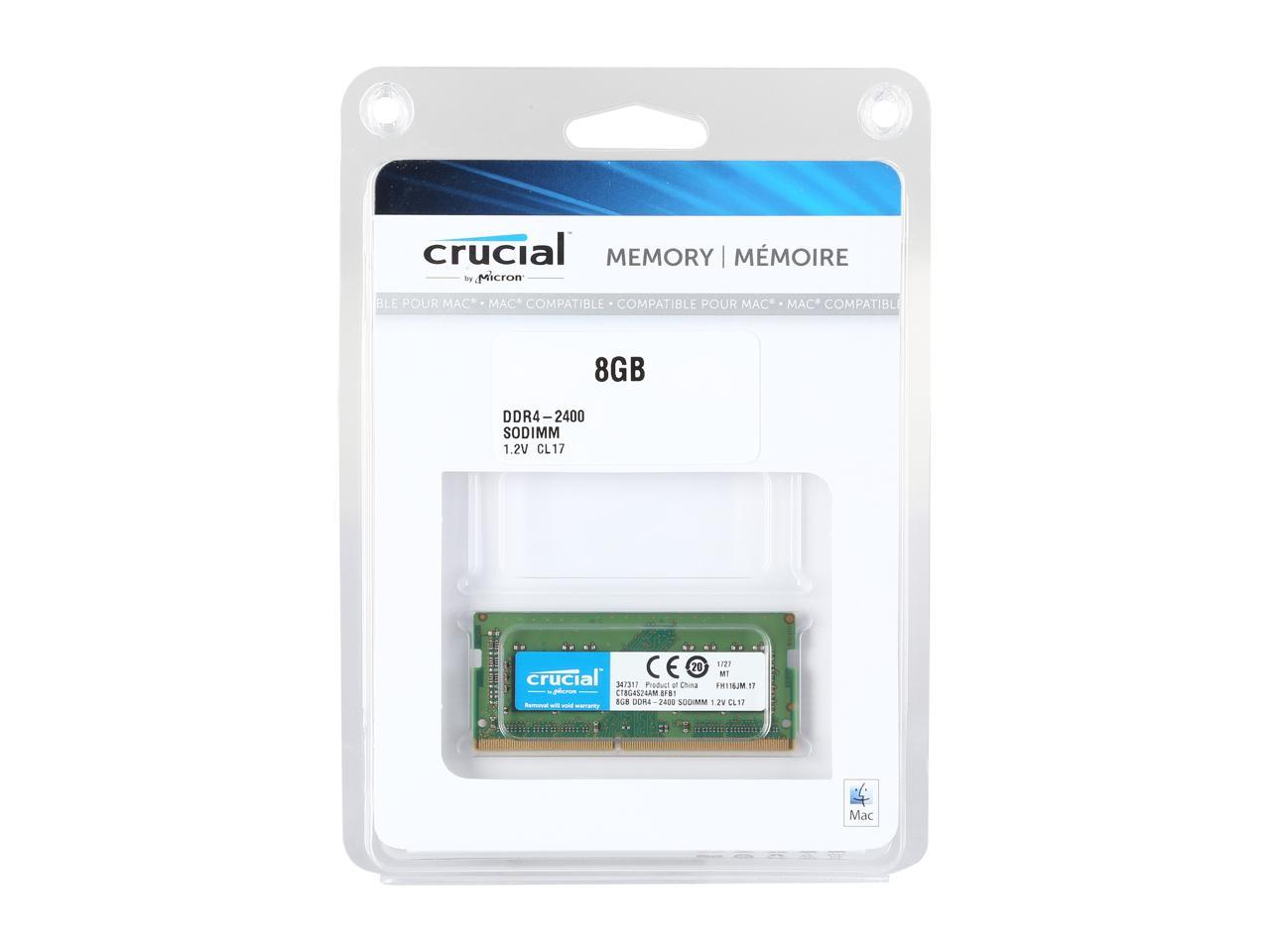 Crucial 8GB Single DDR4 2400 MT/s (PC4-19200) SR x8 SODIMM 260-Pin for Mac - CT8G4S24AM