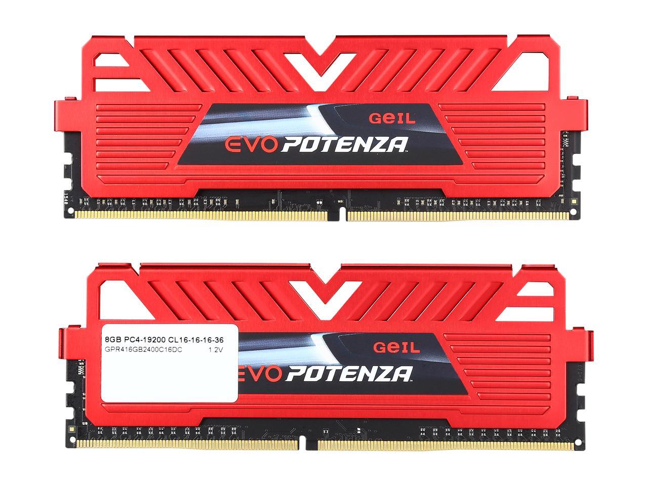 GeIL EVO POTENZA 16GB (2 x 8GB) 288-Pin DDR4 SDRAM DDR4 2400 (PC4 19200) Desktop Memory Model GPR416GB2400C16DC