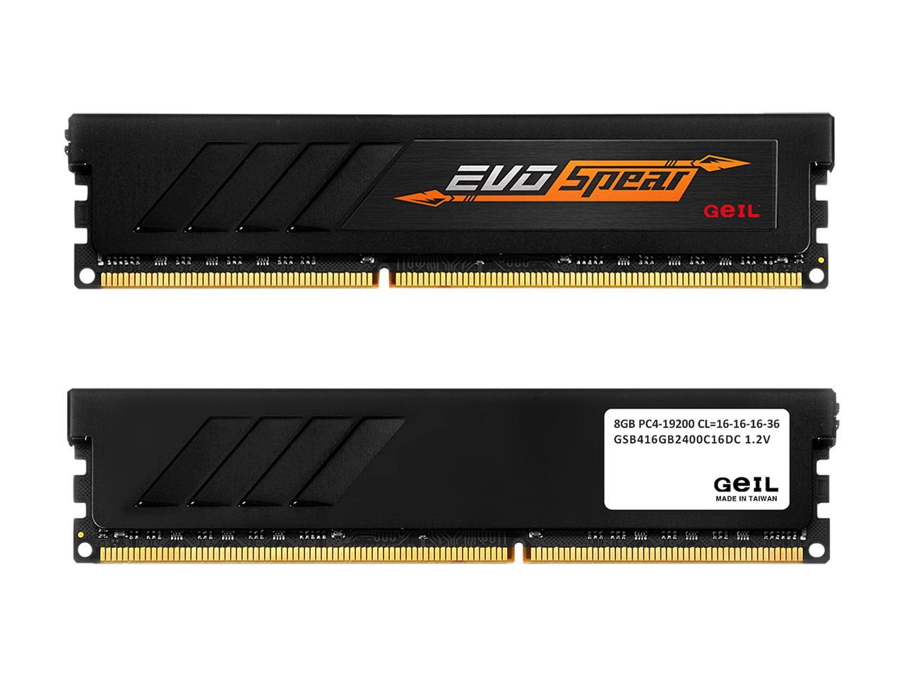 GeIL EVO SPEAR 16GB (2 x 8GB) 288-Pin DDR4 SDRAM DDR4 2400 (PC4 19200) Desktop Memory Model GSB416GB2400C16DC