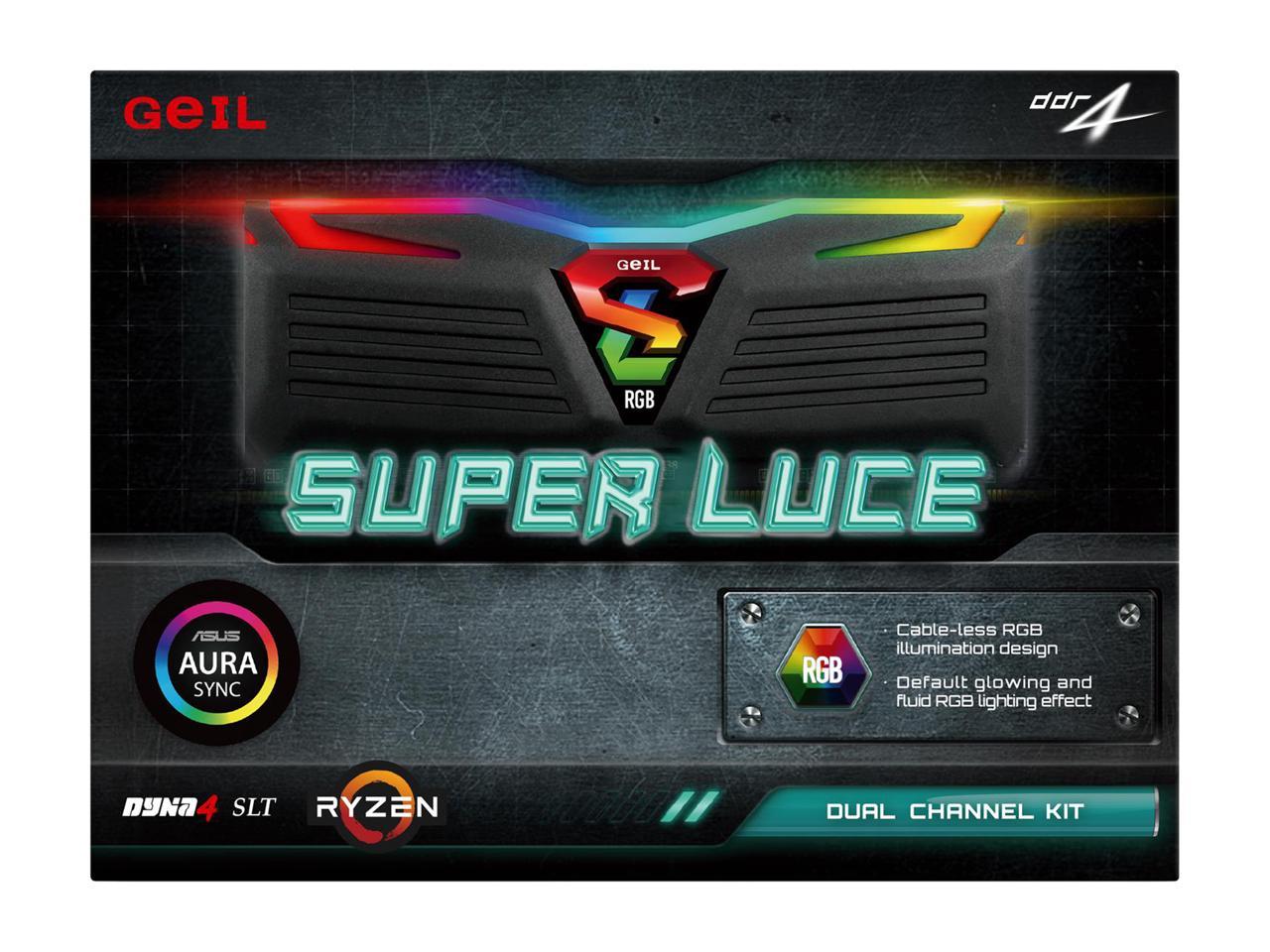 GeIL SUPER LUCE RGB SYNC AMD Edition 16GB (2 x 8GB) 288-Pin DDR4 SDRAM DDR4 3200 (PC4 25600) Intel XMP 2.0 Desktop Memory Model GALS416GB3200C16ADC