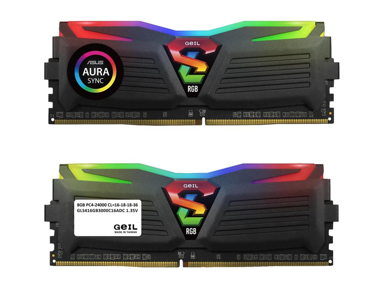 GeIL SUPER LUCE RGB SYNC 16GB (2 x 8GB) 288-Pin DDR4 SDRAM DDR4 3000 (PC4 24000) Intel XMP 2.0 Desktop Memory Model GLS416GB3000C16ADC