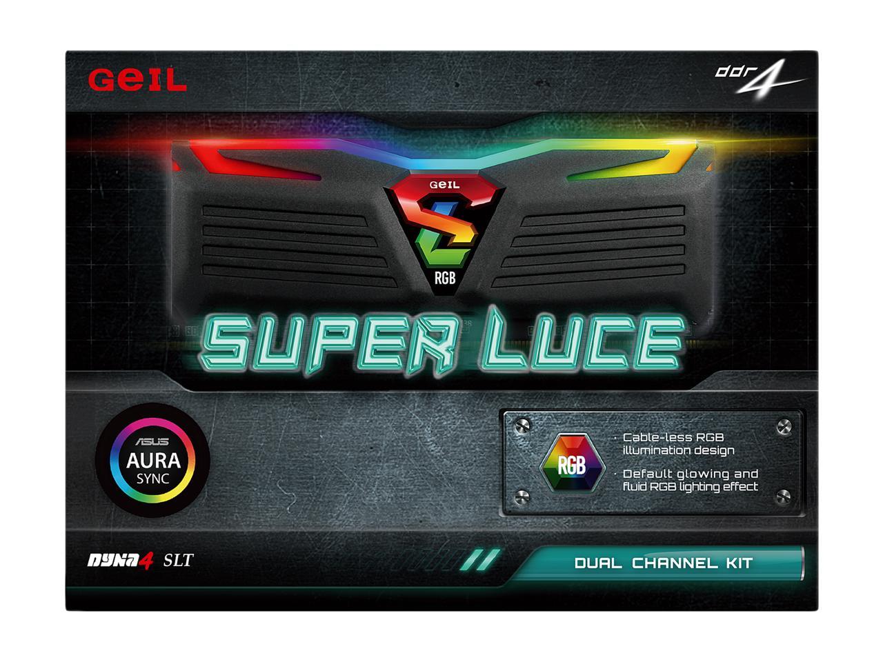 GeIL SUPER LUCE RGB SYNC 16GB (2 x 8GB) 288-Pin DDR4 SDRAM DDR4 3200 (PC4 25600) Desktop Memory Model GLWS416GB3200C16ADC