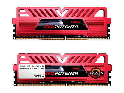 GeIL EVO POTENZA AMD 16GB (2 x 8GB) 288-Pin DDR4 SDRAM DDR4 3200 (PC4 25600) Intel XMP 2.0 Desktop Memory Model GAPR416GB3200C16ADC