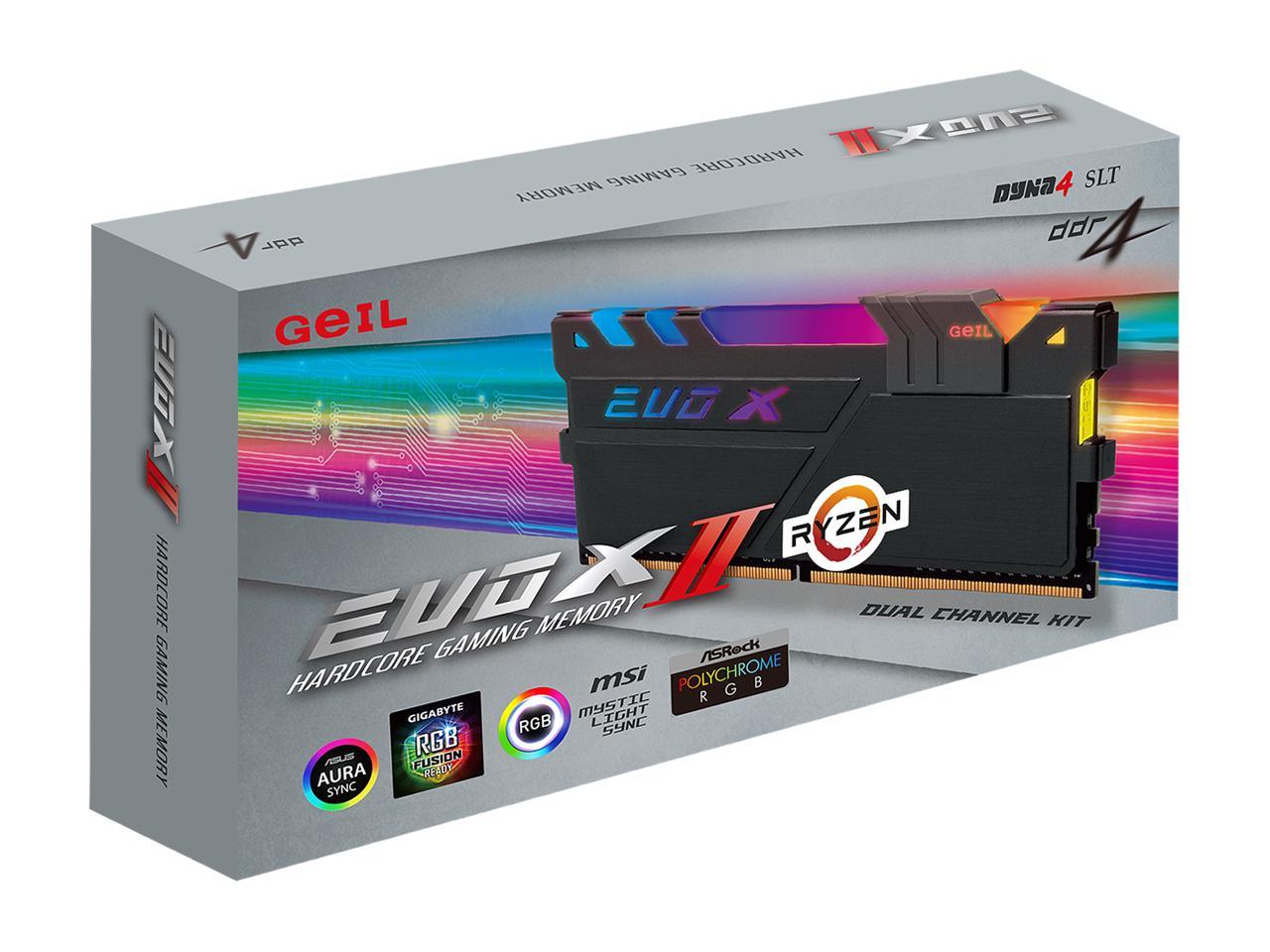GeIL EVO X II AMD Edition 16GB (2 x 8GB) 288-Pin DDR4 SDRAM DDR4 3000 (PC4 24000) Intel XMP 2.0 Desktop Memory Model GAEXSY416GB3000C16ADC