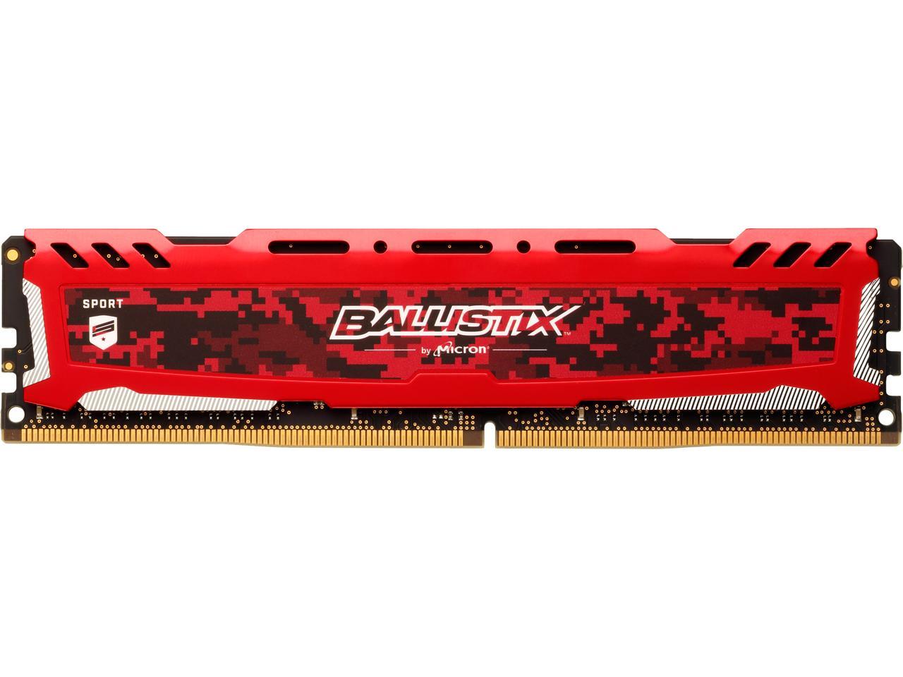 Ballistix Sport LT 16GB Single DDR4 2666 MT/s (PC4-21300) DR x8 DIMM 288-Pin Memory - BLS16G4D26BFSE (Red)
