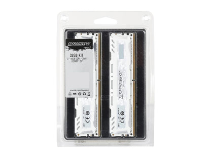 Ballistix Sport LT 32GB Kit (16GBx2) DDR4 2666 MT/s (PC4-21300) DR x8 DIMM 288-Pin - BLS2K16G4D26BFSC (White)
