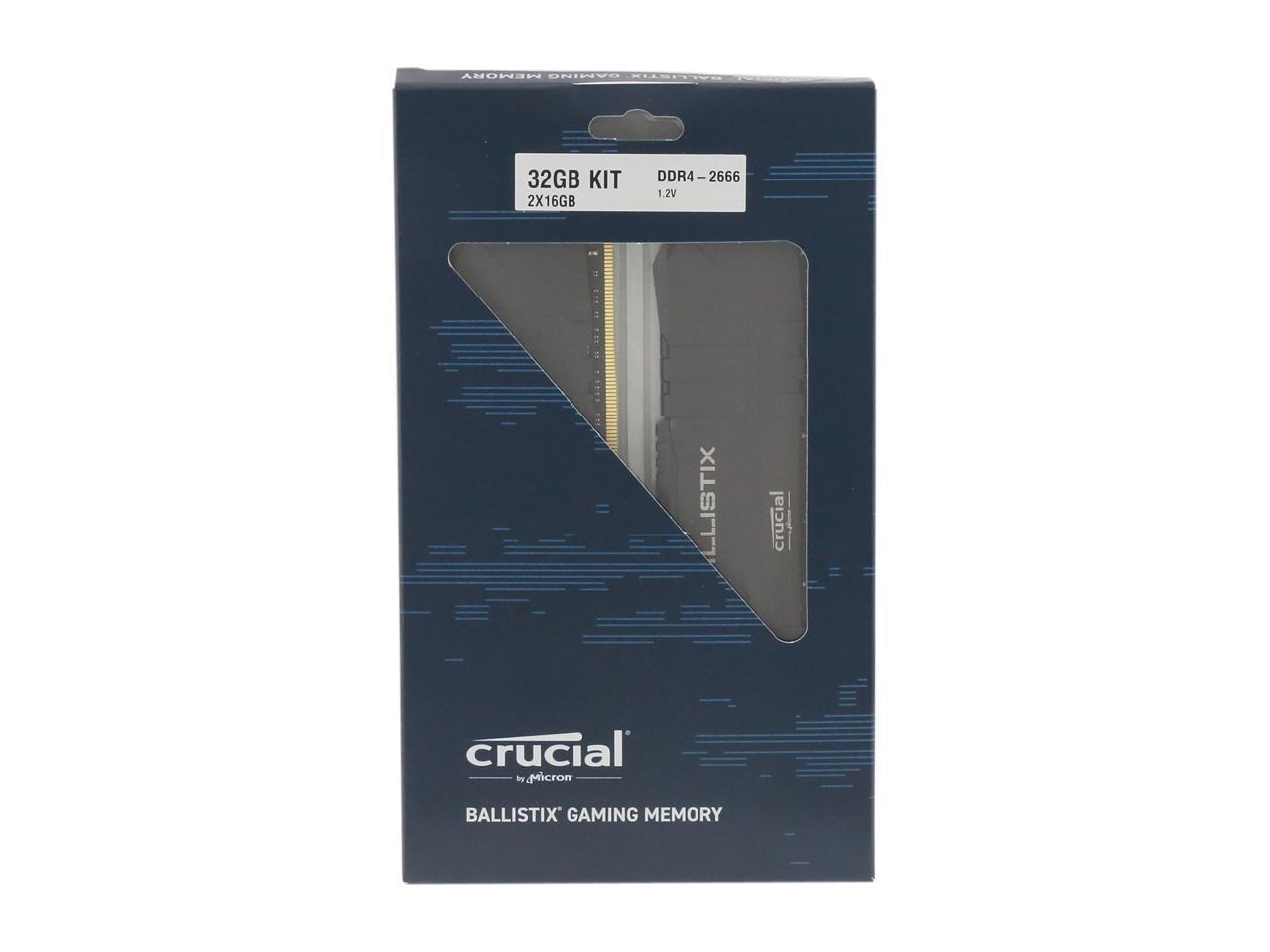 Crucial Ballistix 32GB (2 x 16GB) 288-Pin DDR4 SDRAM DDR4 2666 (PC4 21300) Desktop Memory Model BL2K16G26C16U4B