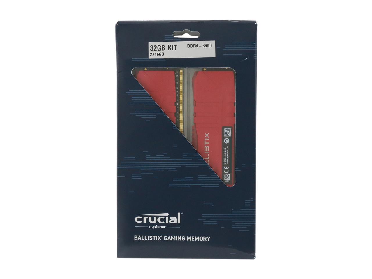 Crucial Ballistix 32GB (2 x 16GB) 288-Pin DDR4 SDRAM DDR4 3600 (PC4 28800) Desktop Memory Model BL2K16G36C16U4R