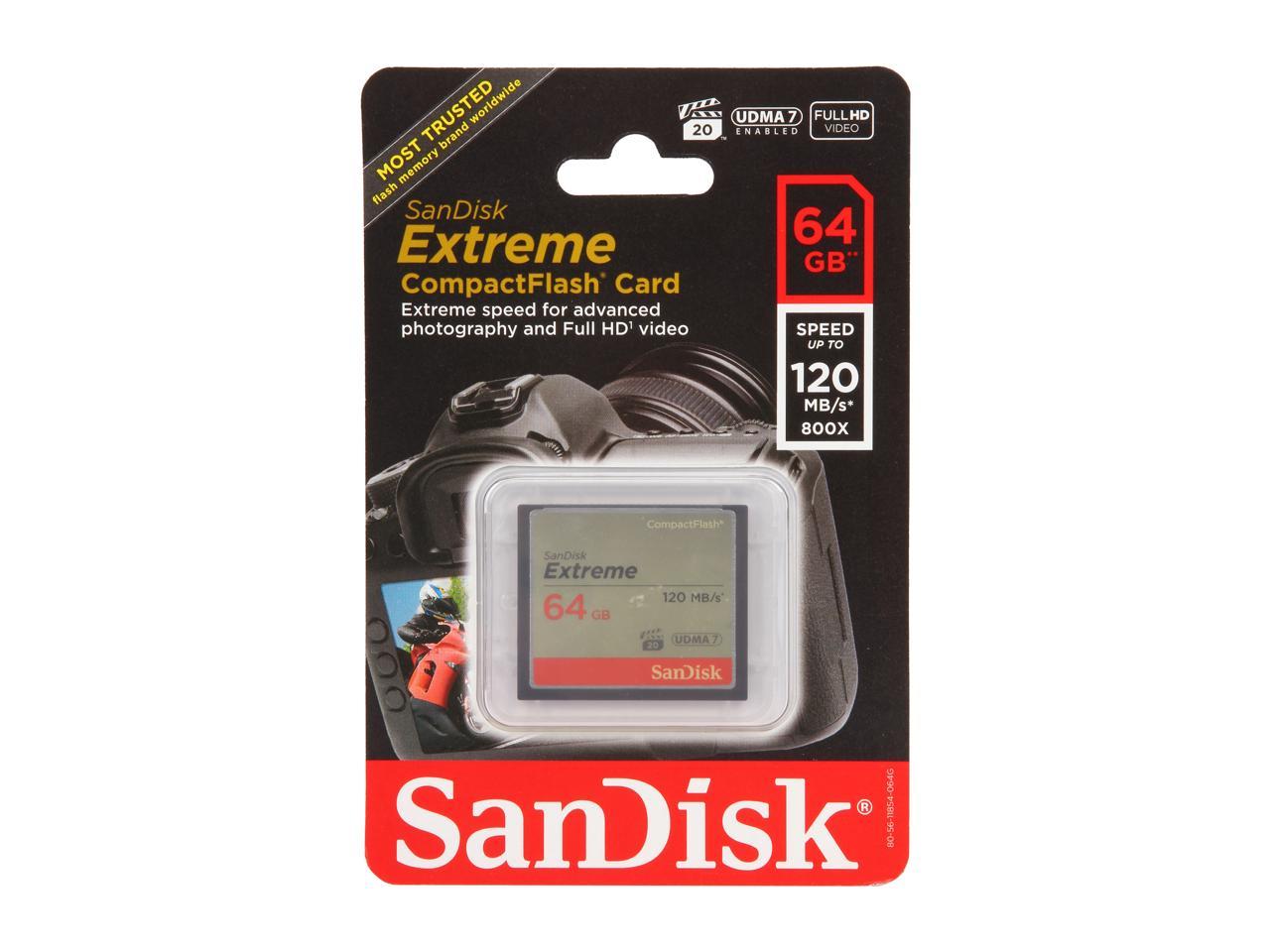 SanDisk 64GB Compact Flash (CF) Memory Card Extreme 400x UDMA Model SDCFXS-064G-A46