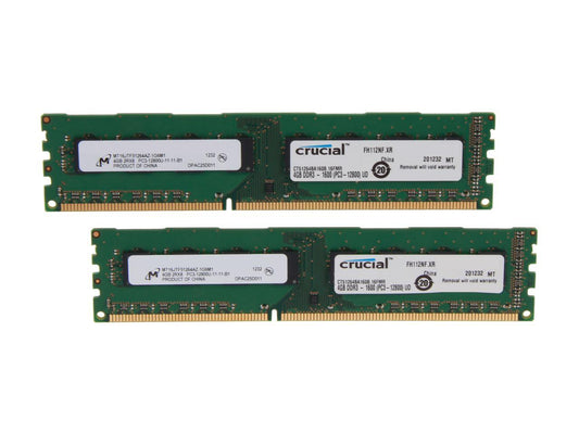 Crucial 8GB (2 x 4GB) 240-Pin DDR3 SDRAM DDR3 1600 (PC3 12800) Desktop Memory Model CT2KIT51264BA160B