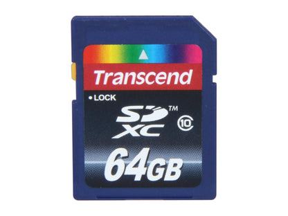 Transcend 64GB Secure Digital Extended Capacity (SDXC) Flash Card Model TS64GSDXC10