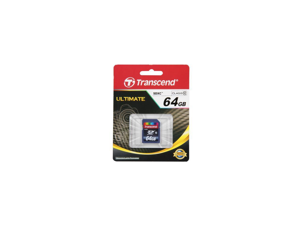 Transcend 64GB Secure Digital Extended Capacity (SDXC) Flash Card Model TS64GSDXC10