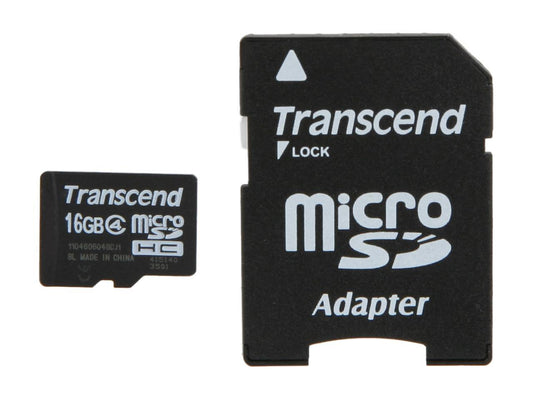 Transcend 16GB microSDHC Flash Card with Adapter Model TS16GUSDHC4