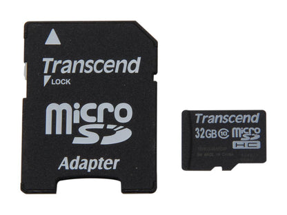 Transcend 32GB microSDHC Flash Card with Adapter Model TS32GUSDHC10