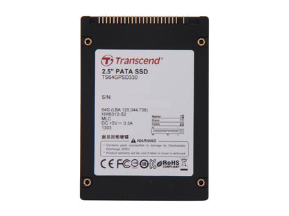 Transcend 2.5" 64GB PATA MLC Internal Solid State Drive (SSD) TS64GPSD330