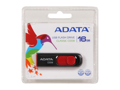 ADATA Classic Series C008 16GB Retractable USB 2.0 Flash Drive Model AC008-16G-RKD