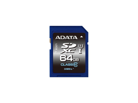 ADATA Premier 64GB Secure Digital Extended Capacity (SDXC) Flash Card Model ASDX64GUICL10-R