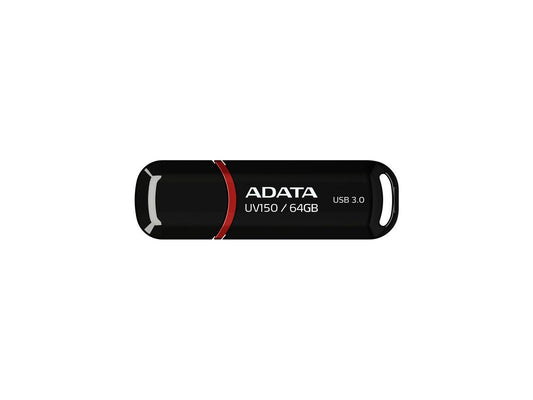 ADATA 64GB UV150 Snap-on Cap USB 3.1 Flash Drive (AUV150-64G-RBK)