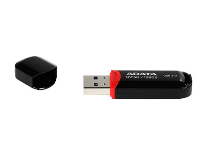 ADATA 128GB UV150 Snap-on Cap USB 3.0 Flash Drive (AUV150-128G-RBK)