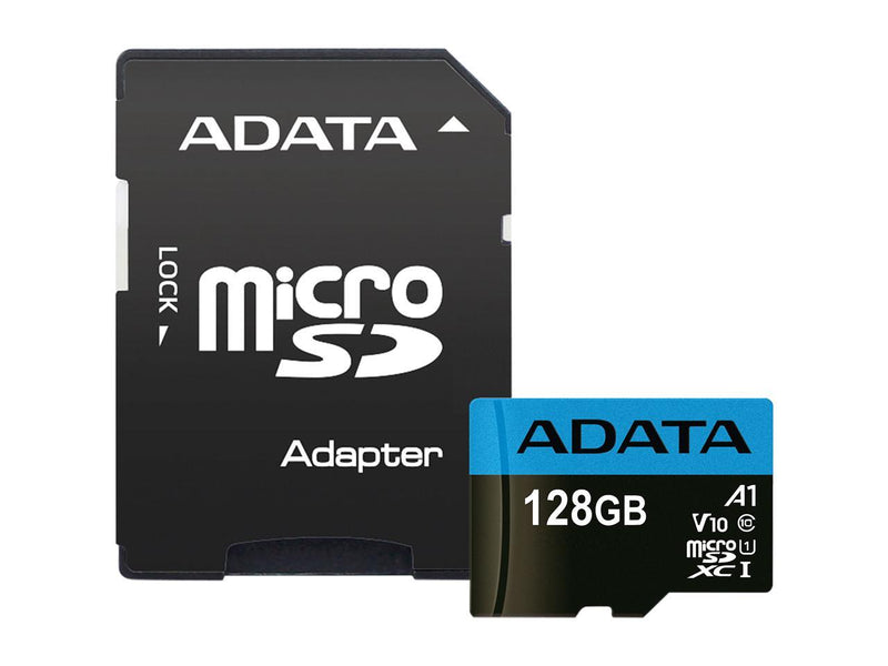 ADATA 128GB Premier microSDXC UHS-I / Class 10 V10 A1 Memory Card with SD Adapter, Speed Up to 100MB/s (AUSDX128GUICL10A1-RA1)