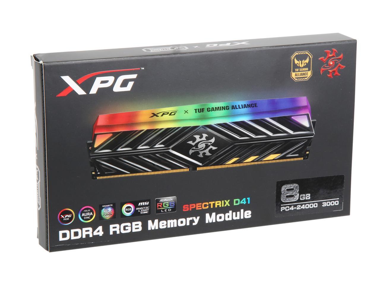 XPG SPECTRIX D41 8GB 288-Pin DDR4 SDRAM DDR4 3000 (PC4 24000) TUF Gaming Desktop Memory Model AX4U300038G16-SB41