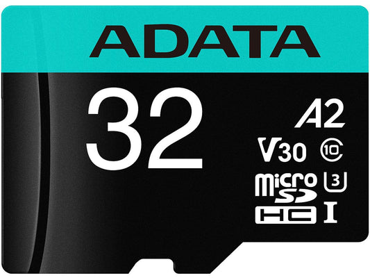 ADATA 32GB Premier Pro microSDHC UHS-I U3 / Class 10 V30 A2 Memory Card with SD Adapter, Speed Up to 100MB/s (AUSDH32GUI3V30SA2-RA1)