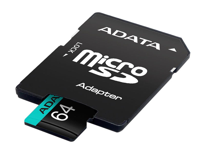 ADATA 64GB Premier Pro microSDXC UHS-I U3 / Class 10 V30 A2 Memory Card with SD Adapter, Speed Up to 100MB/s (AUSDX64GUI3V30SA2-RA1)