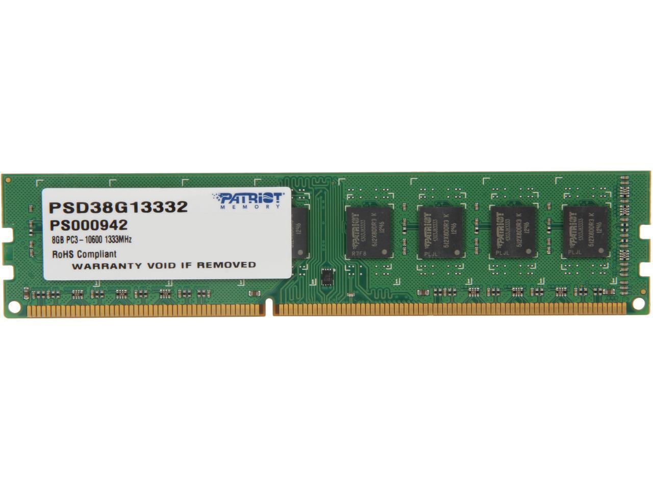 Patriot Signature 8GB 240-Pin DDR3 SDRAM DDR3 1333 (PC3 10600) Desktop Memory Model PSD38G13332