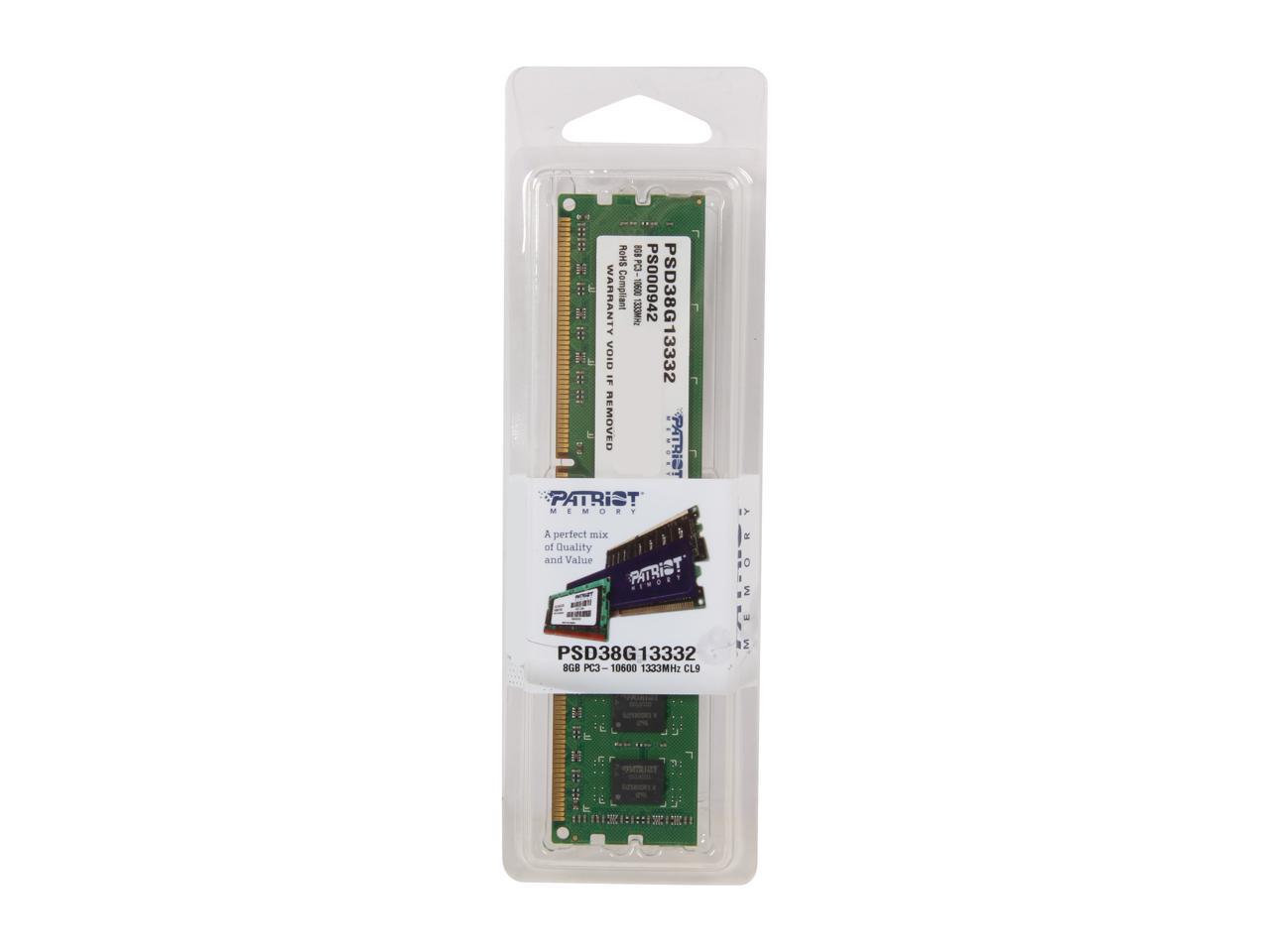 Patriot Signature 8GB 240-Pin DDR3 SDRAM DDR3 1333 (PC3 10600) Desktop Memory Model PSD38G13332