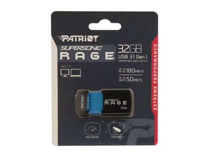 Patriot 32GB Supersonic Rage USB 3.0 Flash Drive, Speed Up to 180MB/s (PEF32GSRUSB)