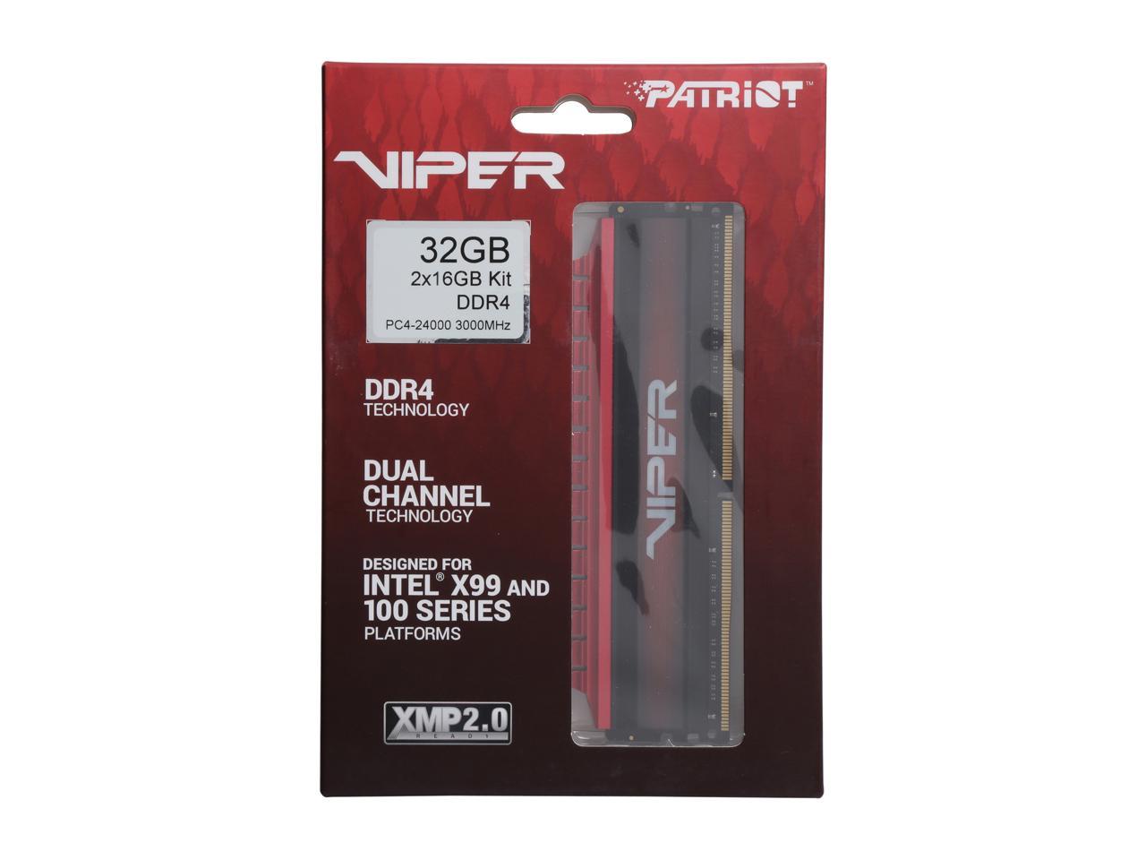 Patriot Viper 4 32GB (2 x 16GB) 288-Pin DDR4 SDRAM DDR4 3000 (PC4 24000) Desktop Memory Model PV432G300C6K