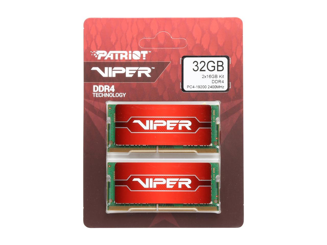 Patriot Viper 32GB (2 x 16GB) 260-Pin DDR4 SO-DIMM DDR4 2400 (PC4 19200) Memory (Notebook Memory) Model PV432G240C5SK
