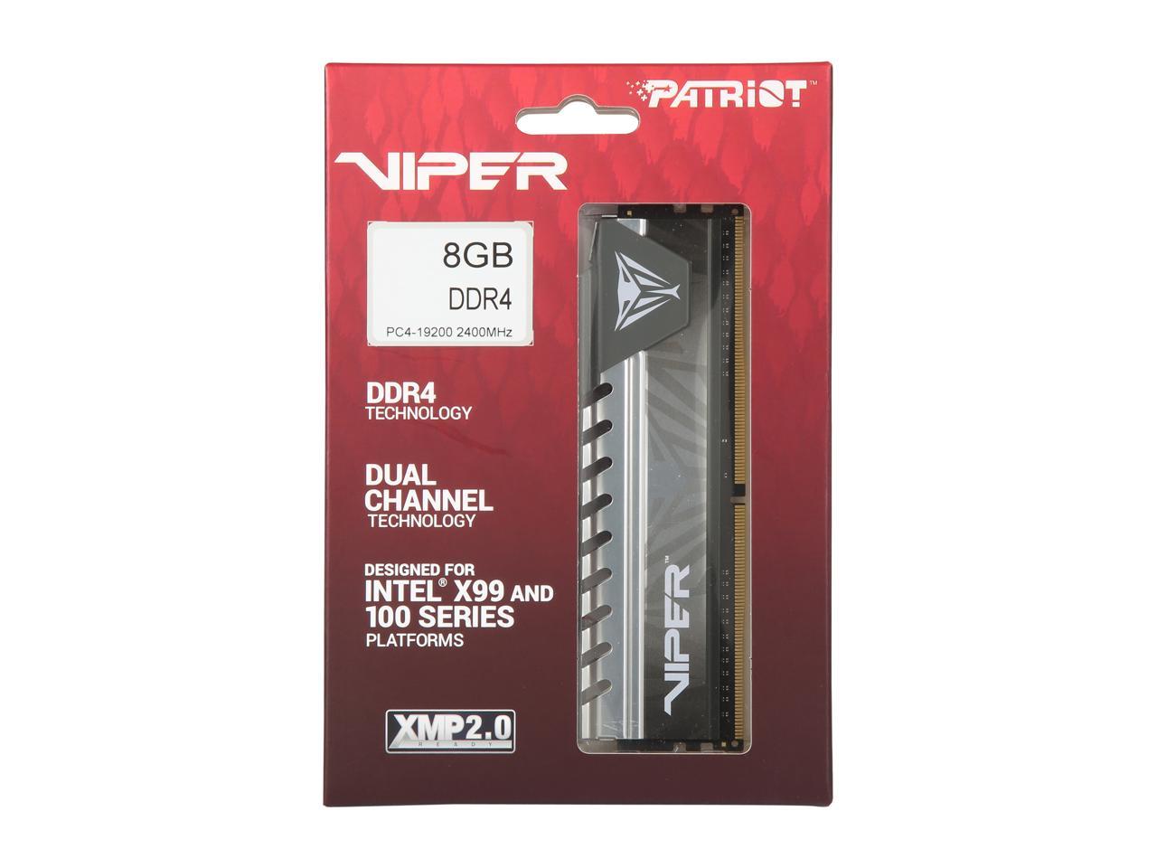 Patriot Viper Elite 8GB (1 x 8GB) DDR4 2400MHz DRAM (Desktop Memory) CL16 1.2V Grey DIMM (288-pin) Extreme Performance Memory PVE48G240C6GY (Intel XMP, AMD Ryzen)