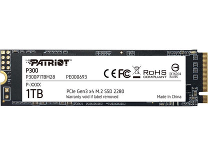 Patriot P300 M.2 2280 1TB PCIe Gen3 x4, NVMe 1.3 Internal Solid State Drive (SSD) P300P1TBM28