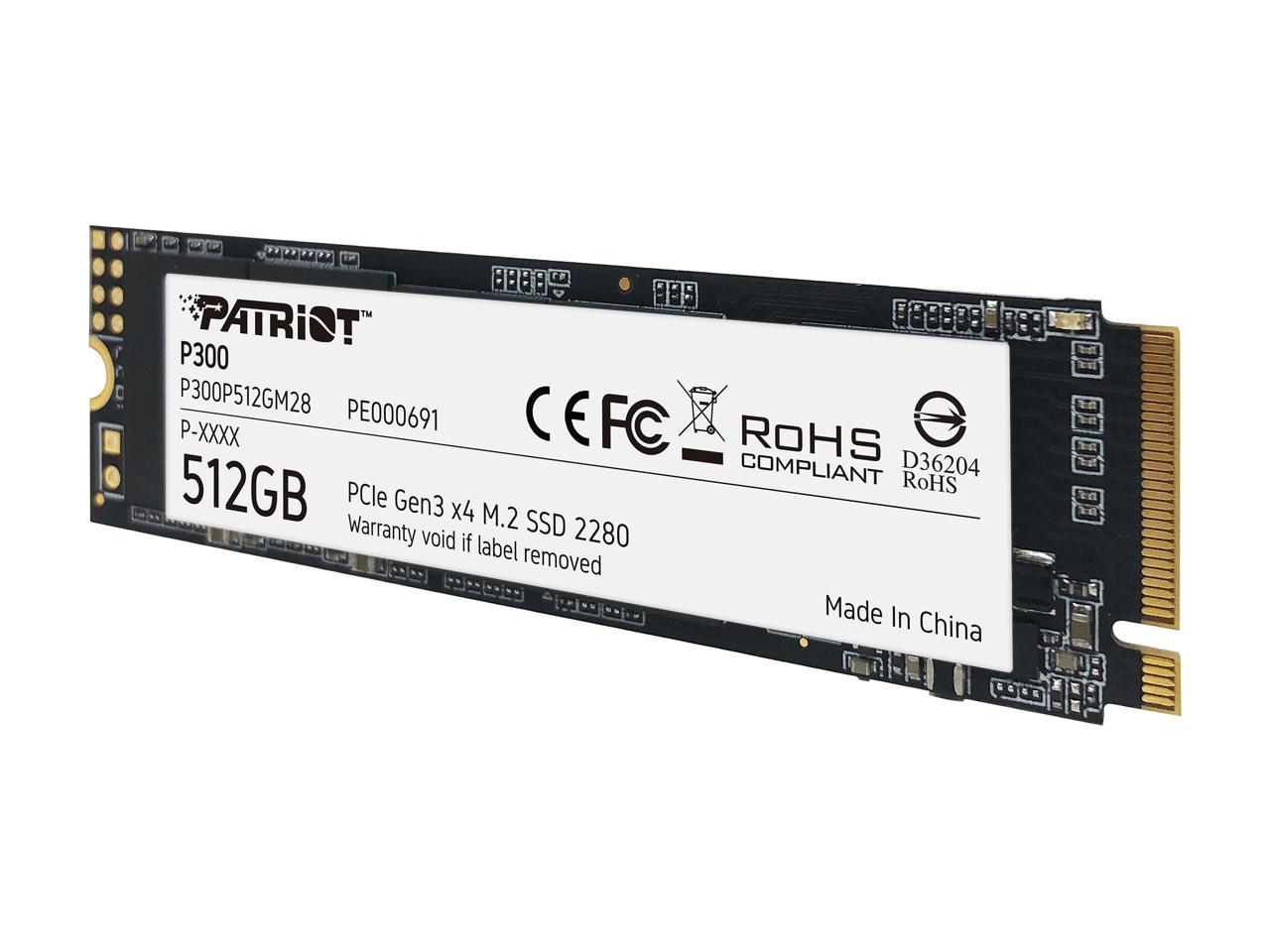 Patriot P300 M.2 2280 512GB PCIe Gen3 x4, NVMe 1.3 Internal Solid State Drive (SSD) P300P512GM28