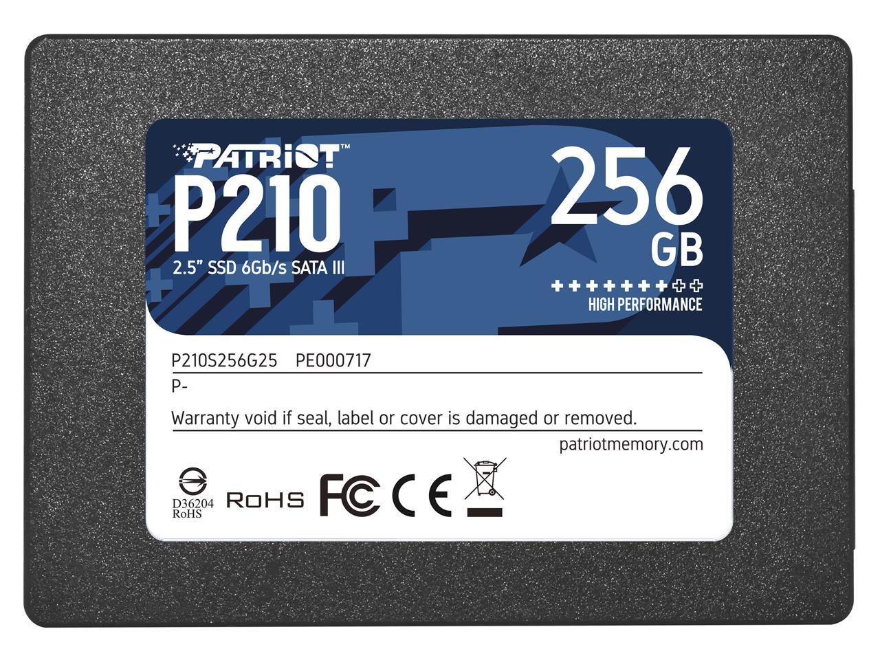 Patriot P210 2.5" 256GB SATA III Internal Solid State Drive (SSD) P210S256G25
