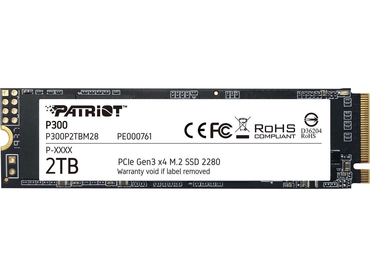 Patriot P300 M.2 2280 2TB PCIe Gen3 x4, NVMe 1.3 Internal Solid State Drive (SSD) P300P2TBM28