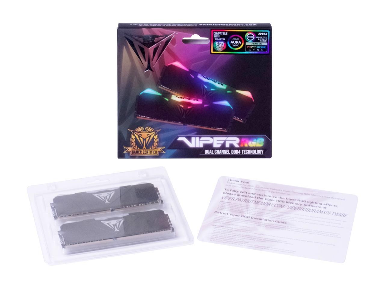 Patriot Viper RGB 16GB (2 x 8GB) 288-Pin DDR4 SDRAM DDR4 4000 (PC4 32000) Intel XMP 2.0 Desktop Memory Model PVR416G400C9K