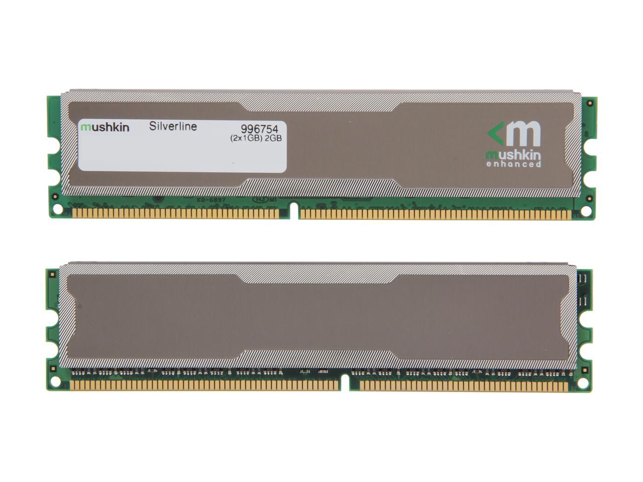 Mushkin Enhanced Silverline 2GB (2 x 1GB) DDR 400 (PC 3200) Desktop Memory Model 996754