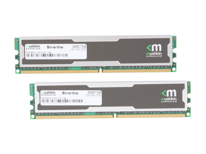 Mushkin Silverline 2GB (2 x 1GB) 240-Pin DDR2 SDRAM DDR2 800 (PC2 6400) Desktop Memory Model 996758