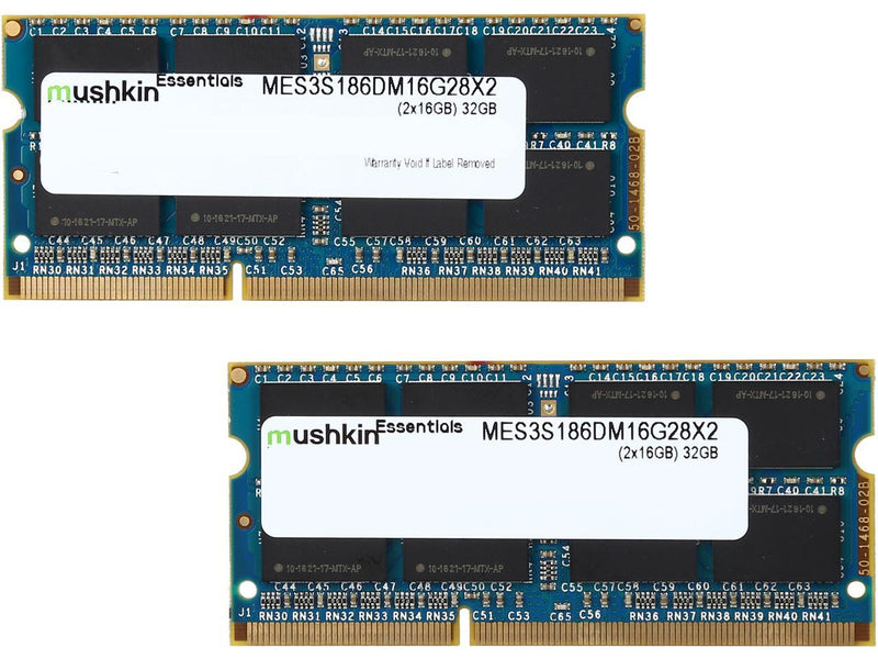 Mushkin Enhanced Essentials 32GB (2 x 16GB) 204-Pin DDR3 SO-DIMM DDR3L 1866 (PC3L 14900) Laptop Memory Model MES3S186DM16G28X2