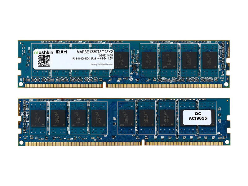 Mushkin iRam 16GB (2 x 8GB) DDR3 1333 (PC3 10600) ECC Unbuffered Memory for Apple Model MAR3E1339T8G28X2