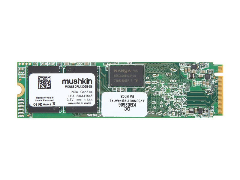 Mushkin Pilot M.2 2280 120GB PCIe Gen3 x4 NVMe 1.3 3D TLC Internal Solid State Drive (SSD) MKNSSDPL120GB-D8
