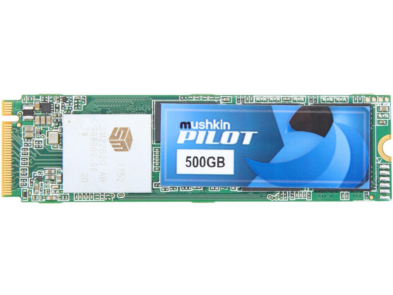 Mushkin Pilot M.2 2280 500GB PCIe Gen3 x4 NVMe 1.3 3D TLC Internal Solid State Drive (SSD) MKNSSDPL500GB-D8
