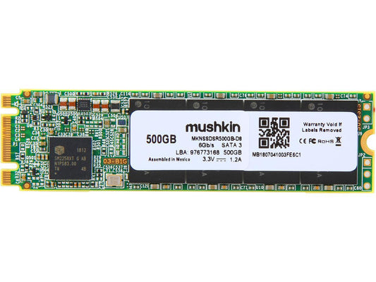 Mushkin Source M.2 2280 500GB SATA III 3D TLC Internal Solid State Drive (SSD) MKNSSDSR500GB-D8