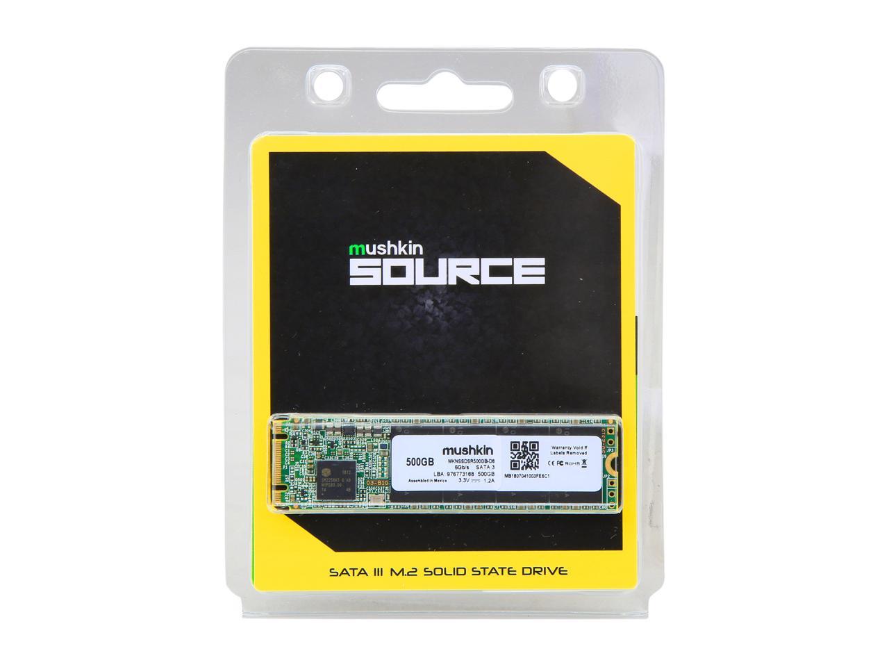 Mushkin Source M.2 2280 500GB SATA III 3D TLC Internal Solid State Drive (SSD) MKNSSDSR500GB-D8