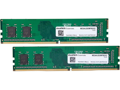 Mushkin Enhanced Essentials 16GB (2 x 8GB) DDR4 2933 (PC4 23400) Intel XMP 2.0 Desktop Memory Model MES4U293MF8GX2